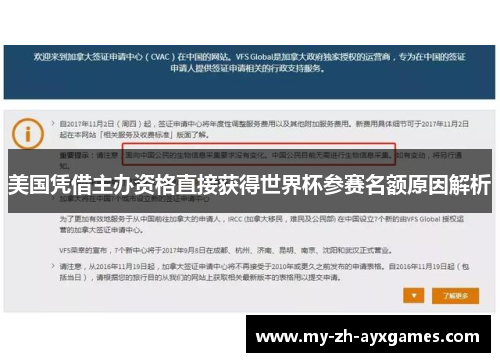 美国凭借主办资格直接获得世界杯参赛名额原因解析
