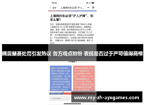 魏震禁赛处罚引发热议 各方观点纷纷 表现是否过于严苛值得商榷